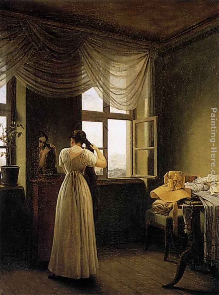 At the Mirror painting - Georg Friedrich Kersting At the Mirror art painting